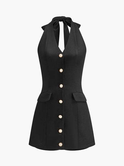 Elegant V-Neck Halter Jumpsuit - Pexav