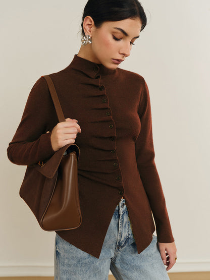 Flared Ruffle Knit Blouse