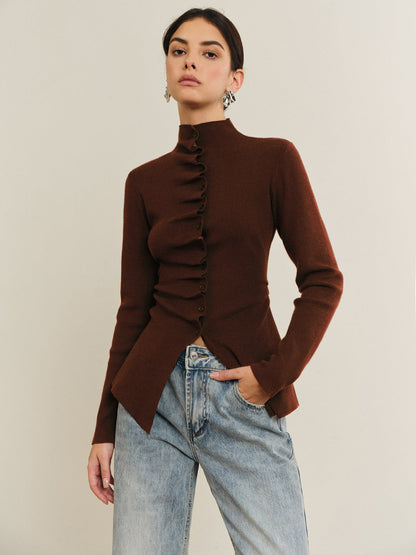 Flared Ruffle Knit Blouse