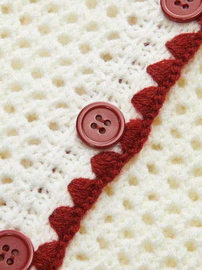 Colorful Crochet Button Front Vest