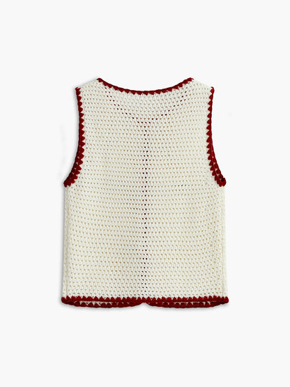 Colorful Crochet Button Front Vest