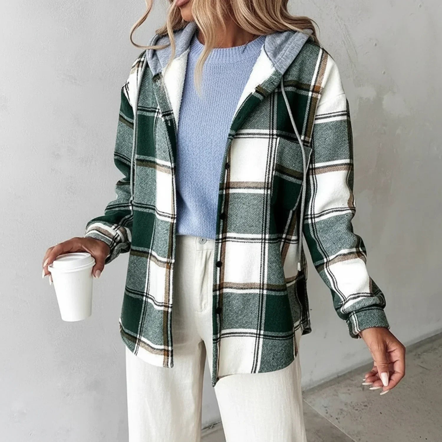 Classic Plaid Hoodie Jacket for Ladies - Olytrend