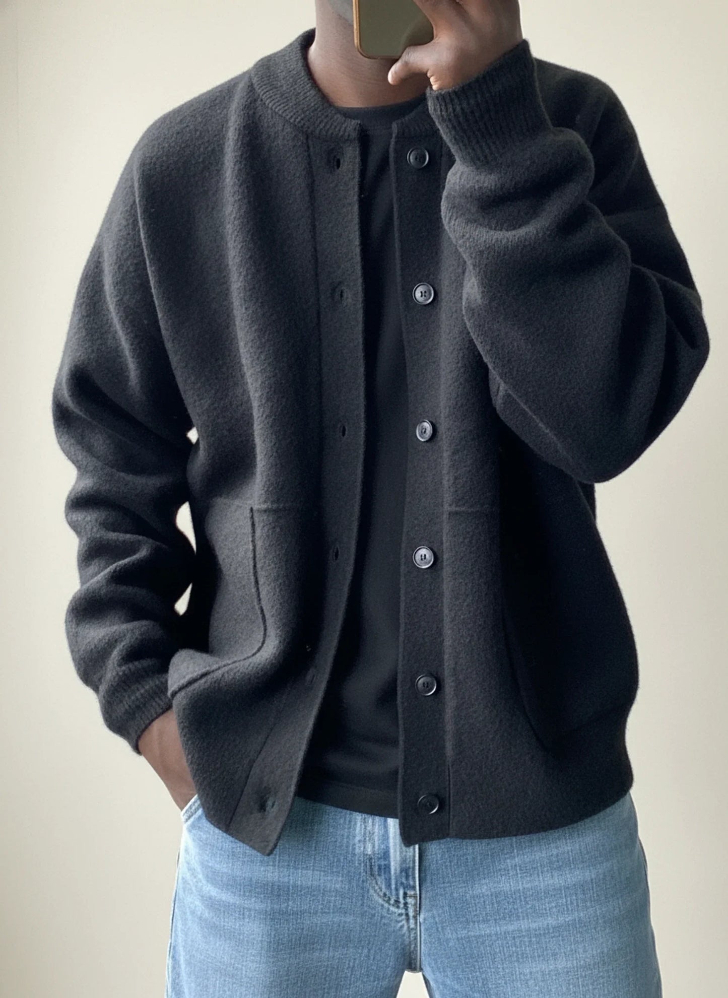 Classic Zip Up Mens Sweater Coat
