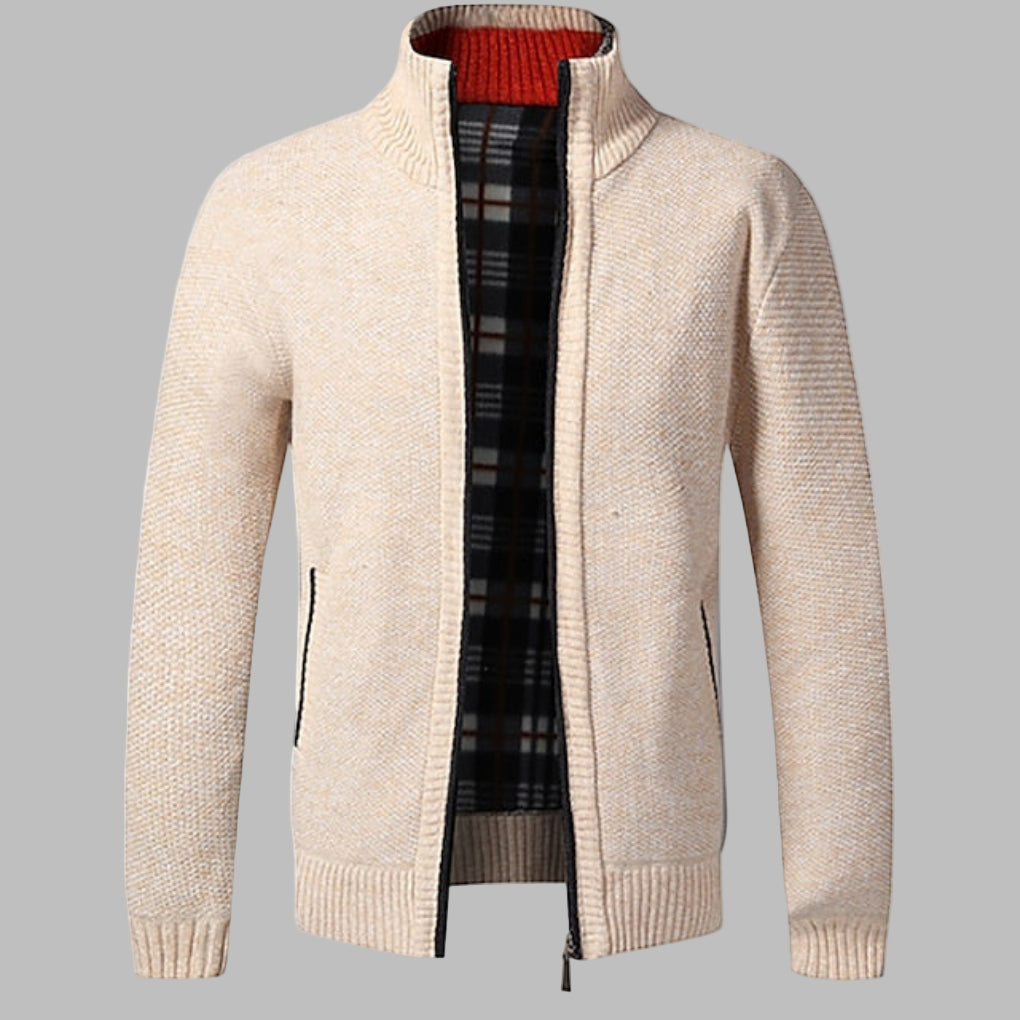 Fashionable Mens Zip Up Knit Sweater
