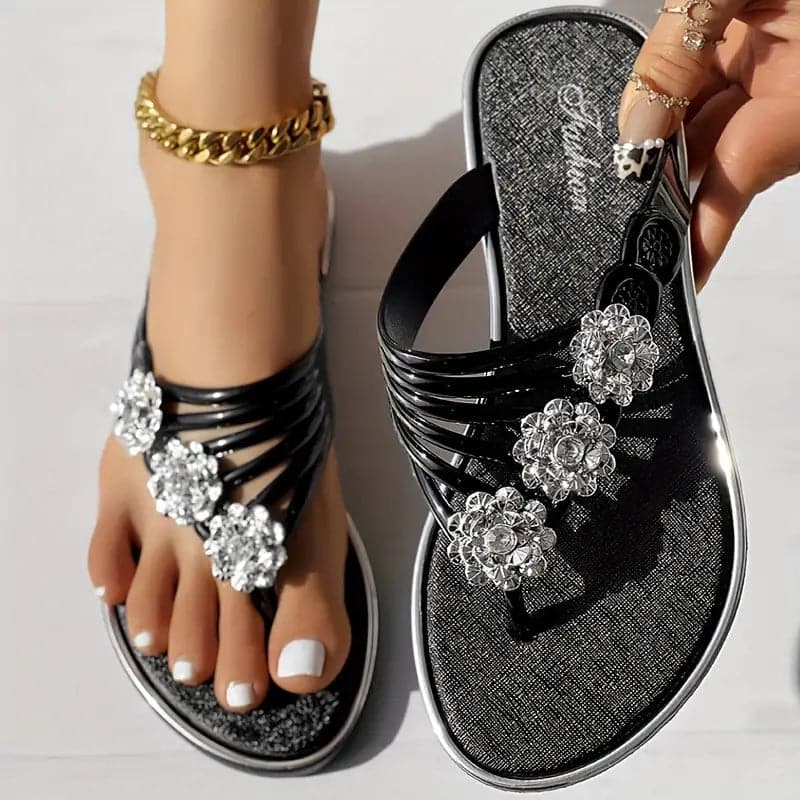 Comfortable Flat Sandals with Floral Decorative Straps - Nocini