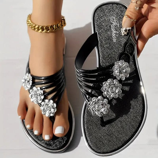 Comfortable Flat Sandals with Floral Decorative Straps - Nocini