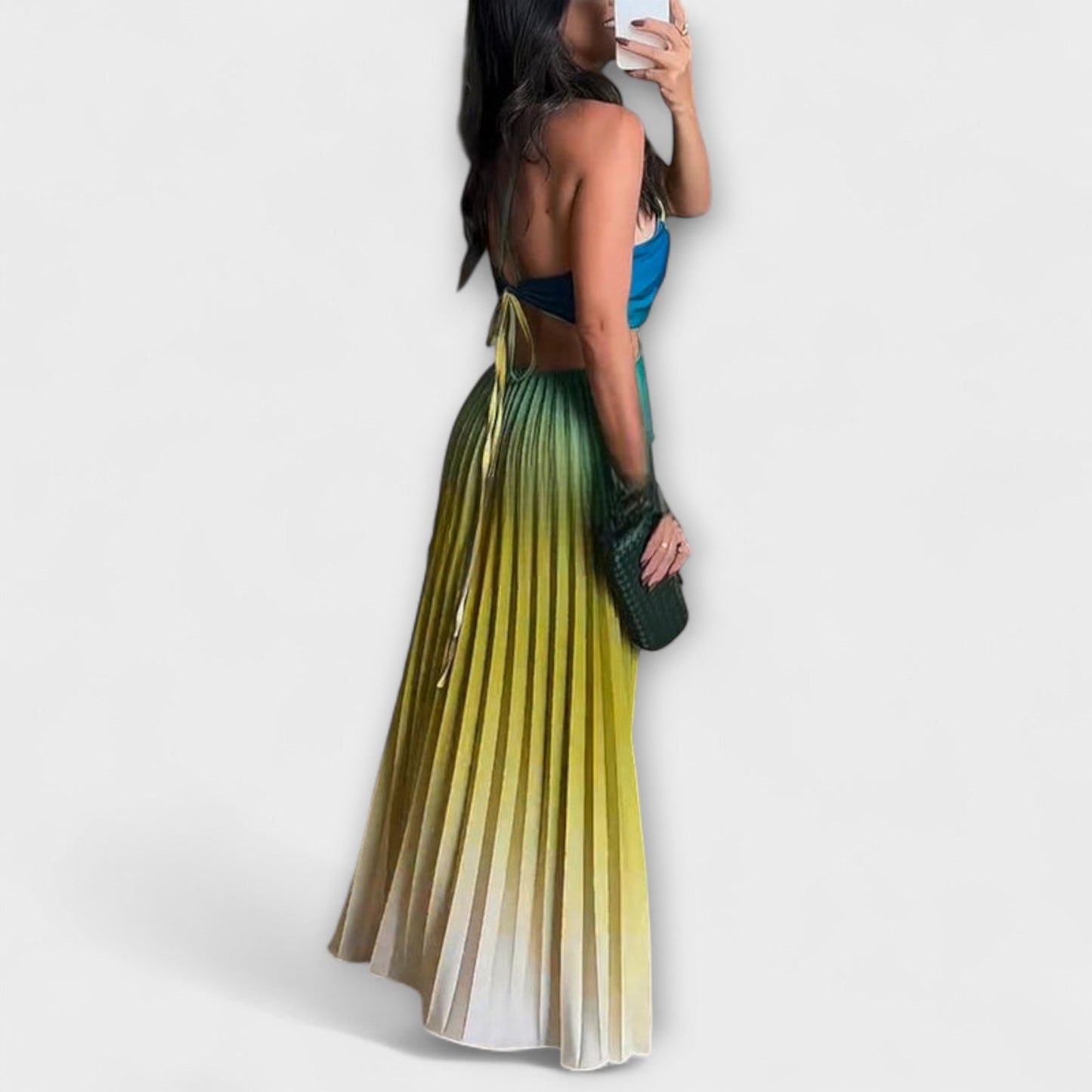 Trendy Open Back Dyed Formal Gown