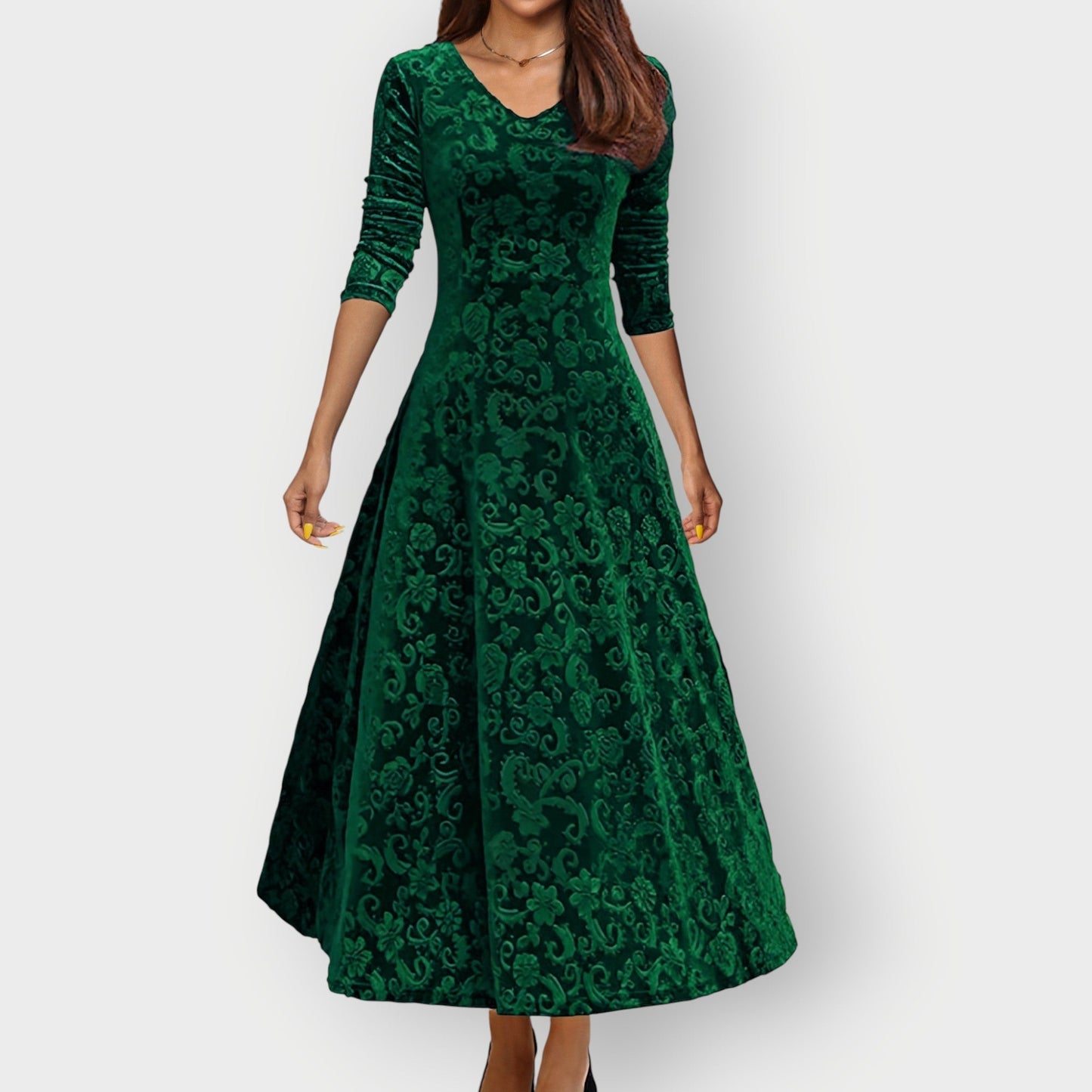 Luxurious Velvet Knee Length Dress