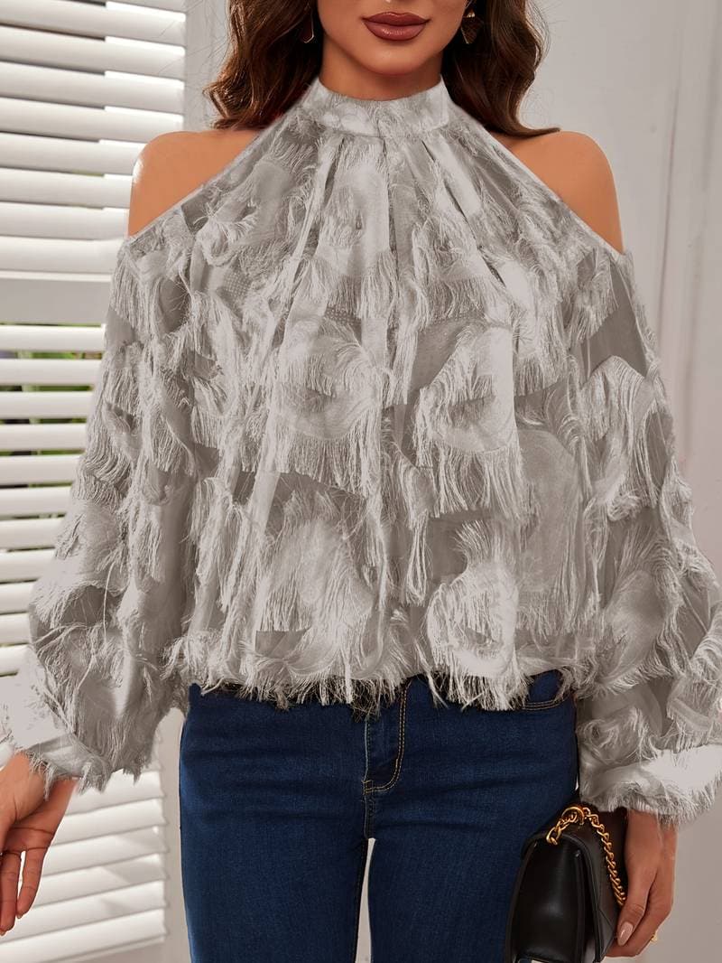 Chic Off Shoulder Women's Blouse with Flowy Sleeves - Nocini