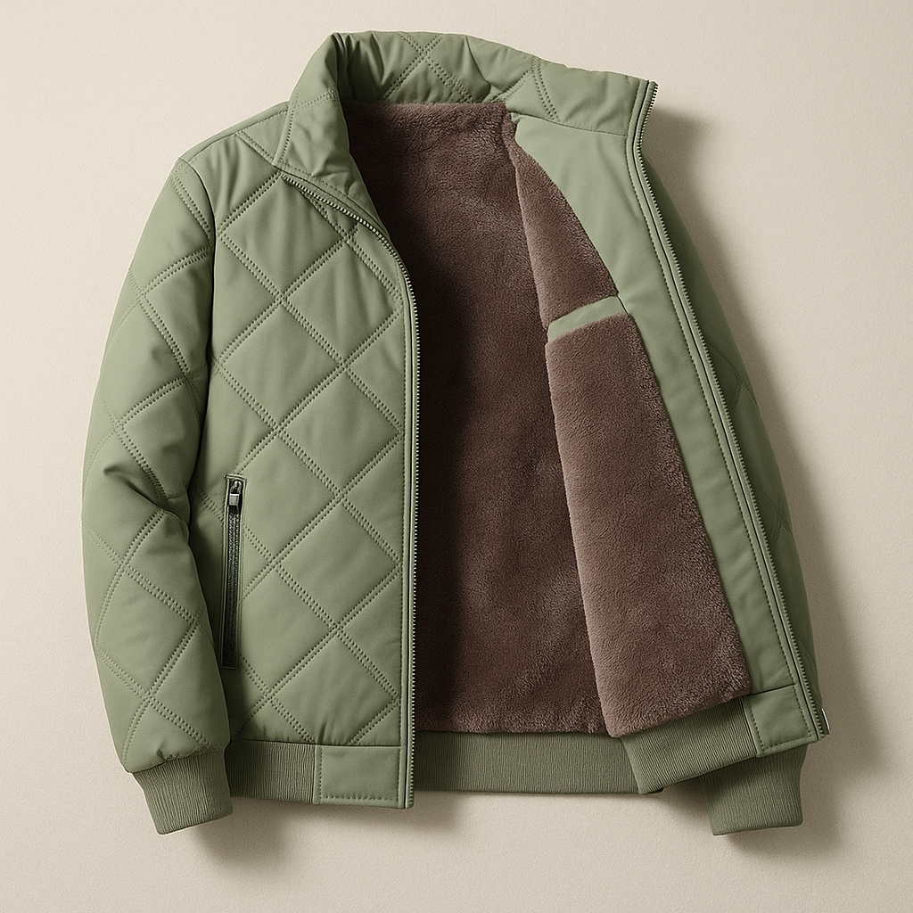 Warm Quilted Coat with Ribbed Cuffs