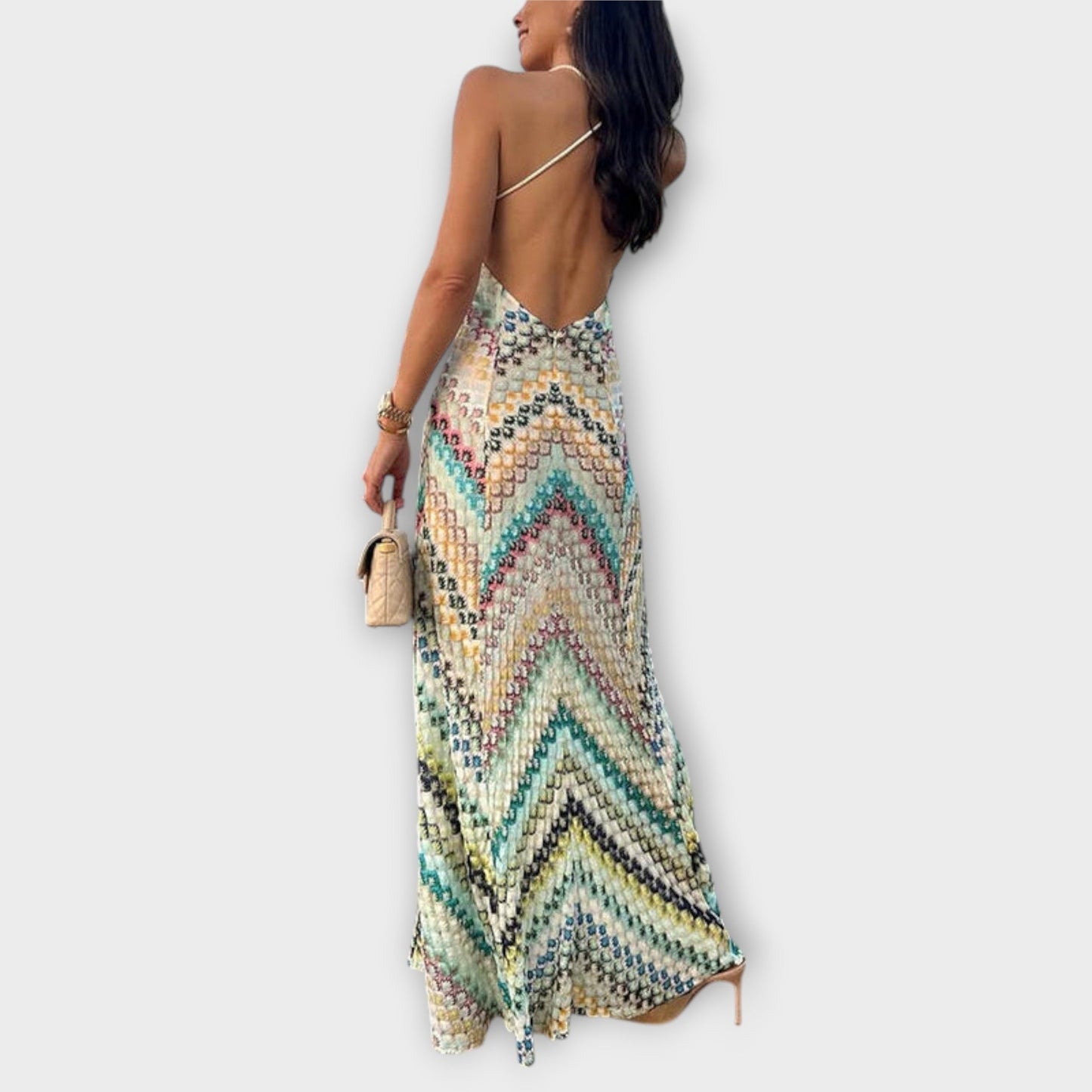 Colorful Herringbone Maxi Dress for All Events