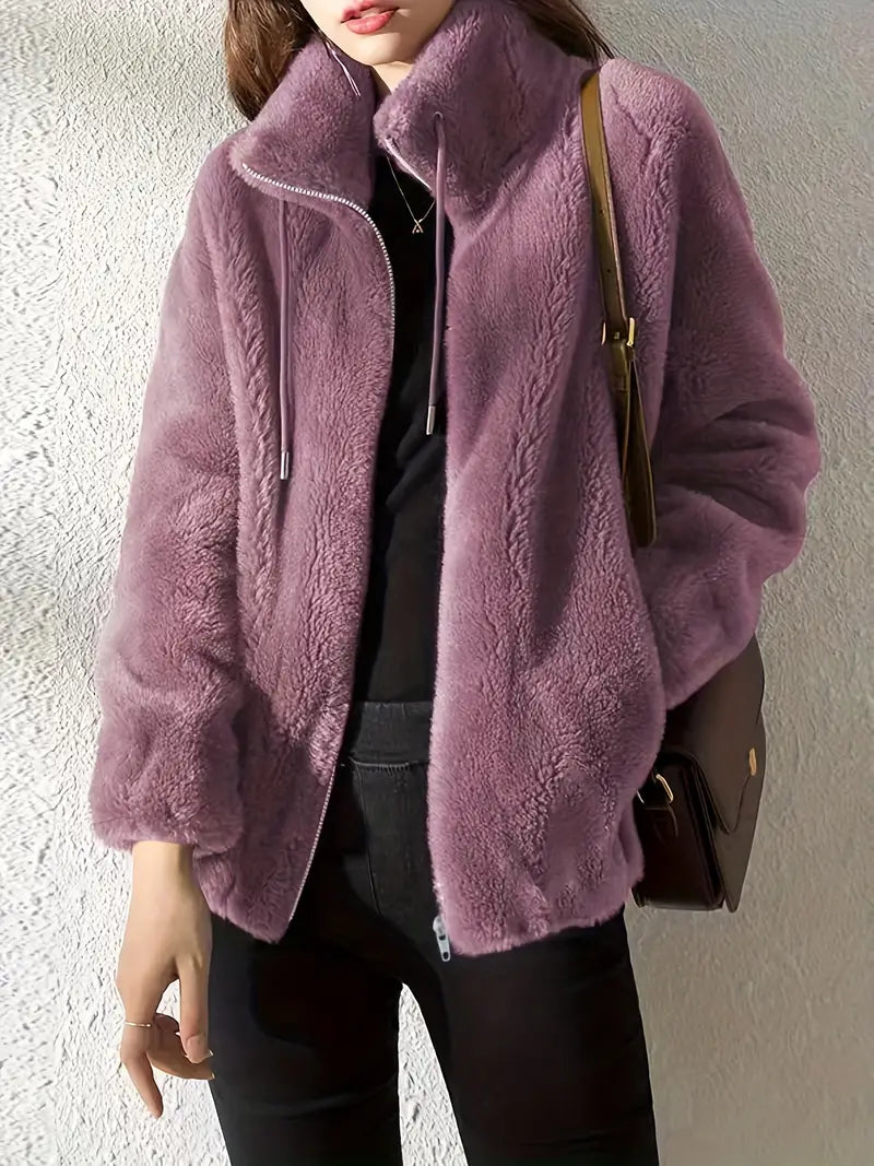Cozy Fleece Women's Jacket with Zipper High Neck