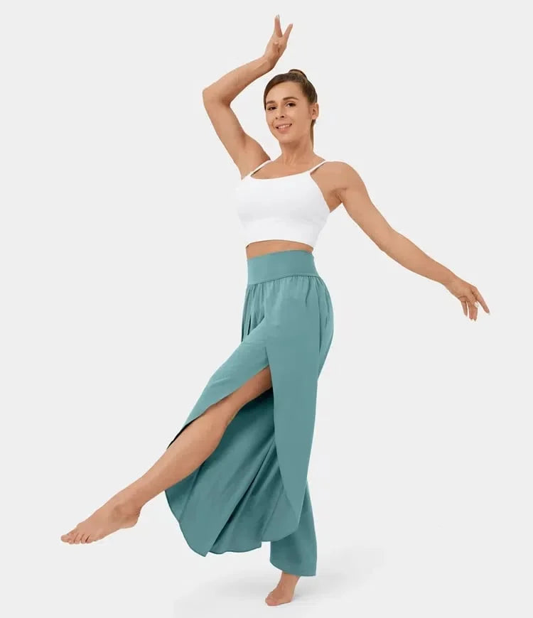 Comfortable High Waisted Wide Leg Yoga Pants - Nocini