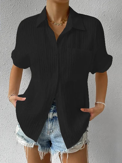 Women's Classic Casual Short Sleeve Shirt with Pocket
