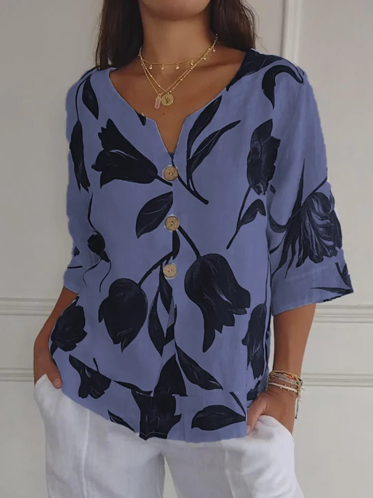 Pretty Flower Print Women's Blouse