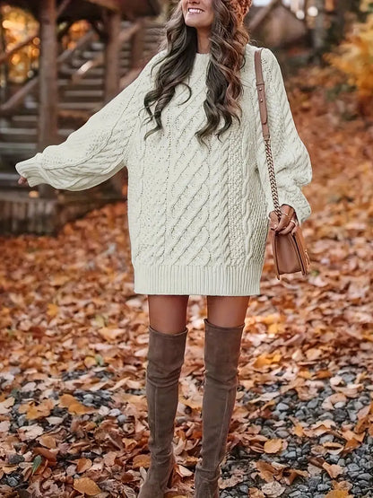 Comfy Crew Neck Knit Midi Dress