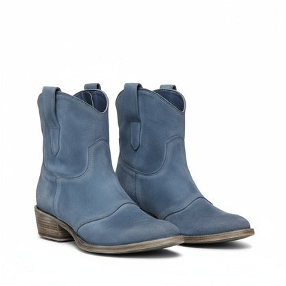 Retro Western Low Ankle Boots