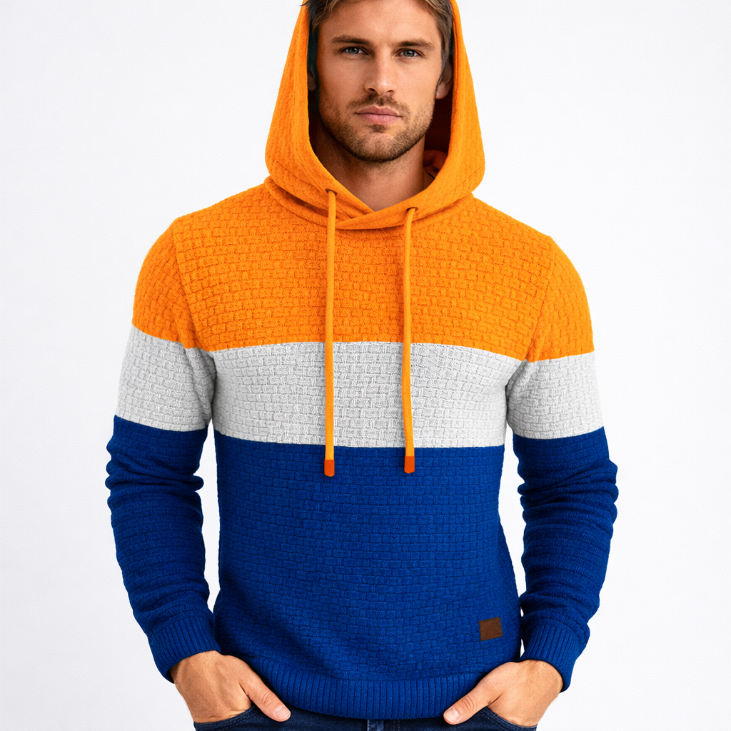 Warm Colorblock Knit Men's Hoodie