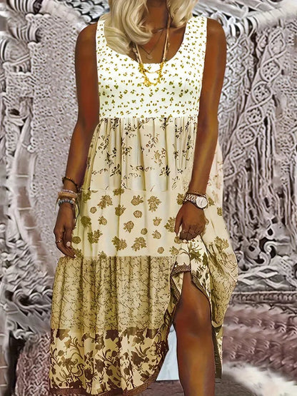 Summer Floral Sleeveless Maxi Dress