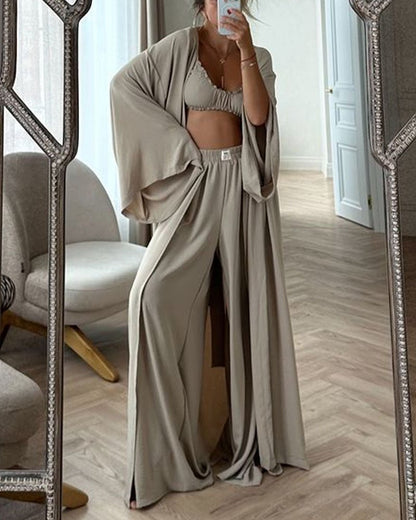 Cozy Cable Knit Cardigan Sweater Set