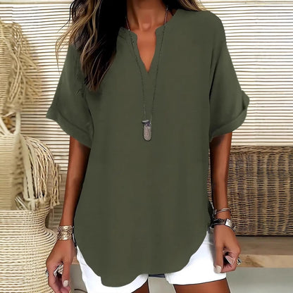 Comfortable V-Neck Short Sleeve Women's Top