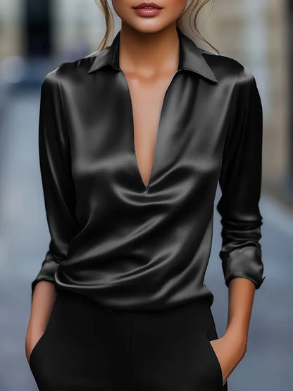 Luxury Deep V Neck Women's Blouse