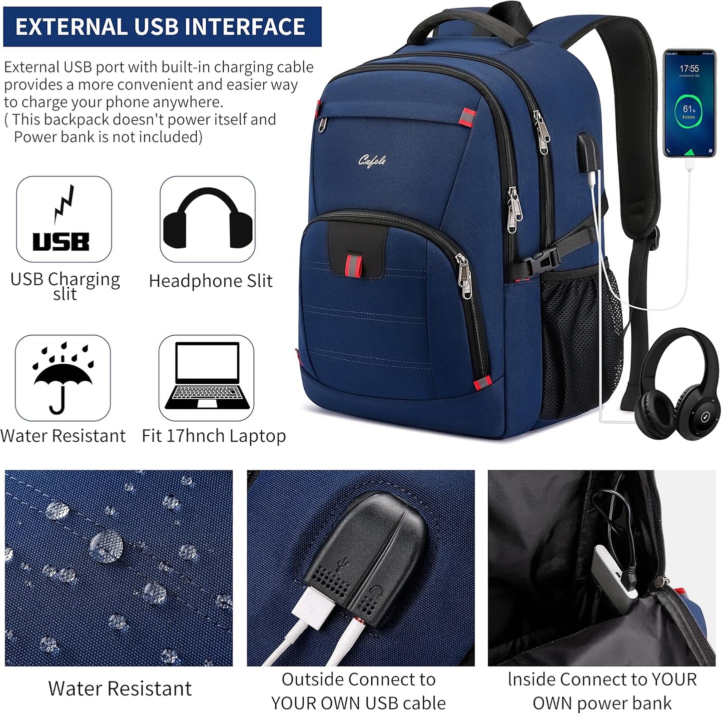 Waterproof Laptop Backpack with USB Charger & Secure Design