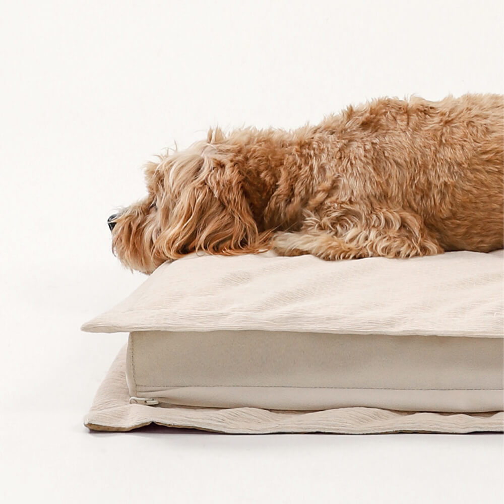Calming Dog Bed - CozyCalm Deep Sleep-Beige-S-Nora Luxe