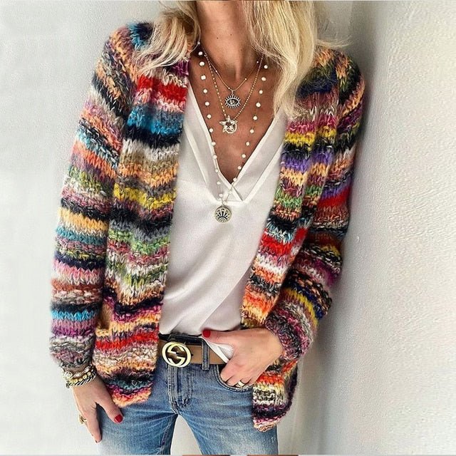 Colorful Soft Knit Cardigan - Olytrend
