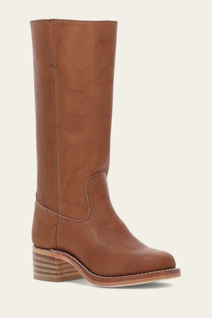 Brown Leather Mid Heel Cowboy Boots