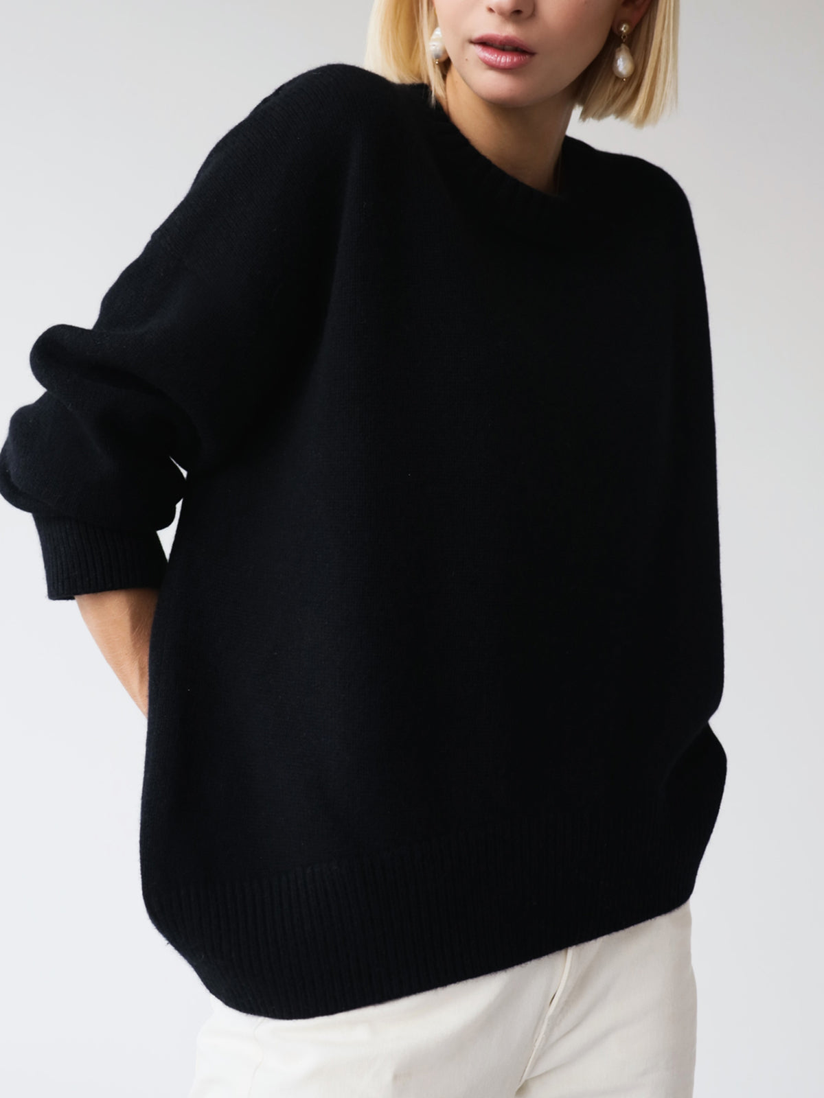 Soft Pink Oversized Crew Sweater