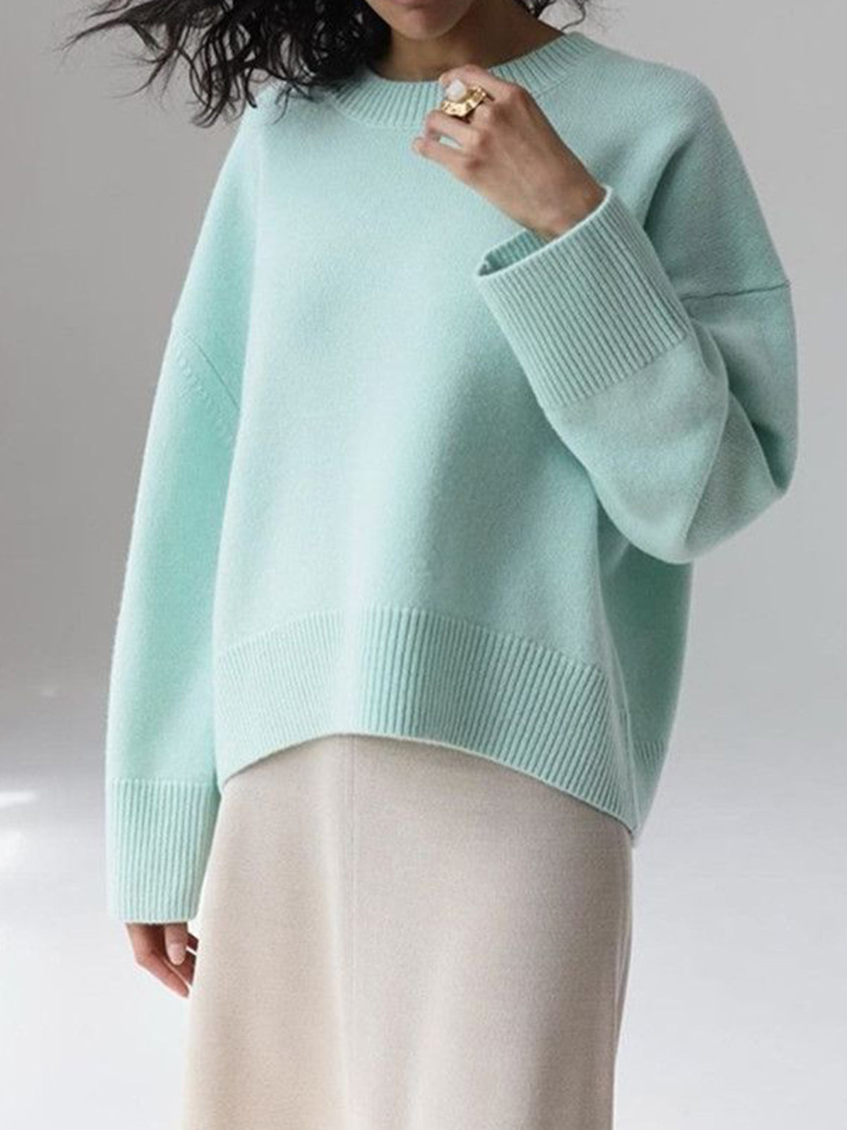 Soft Pink Oversized Crew Sweater