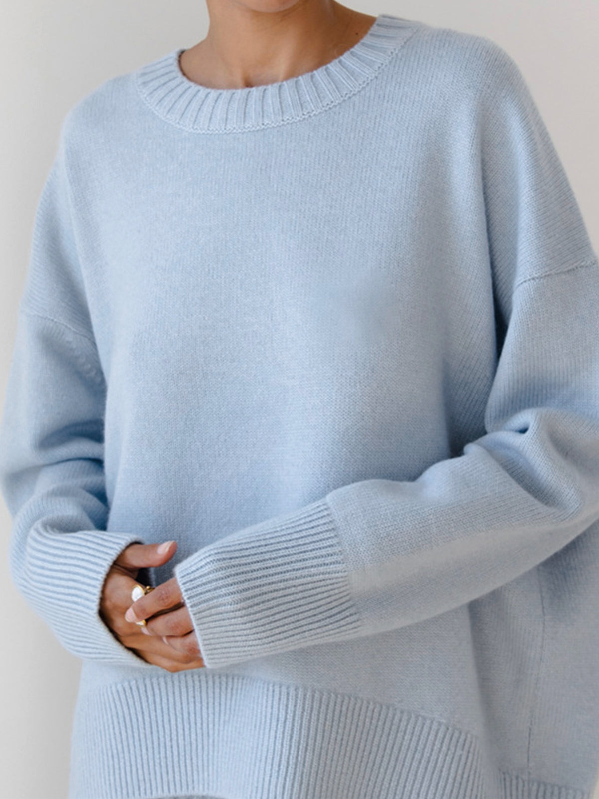 Soft Pink Oversized Crew Sweater