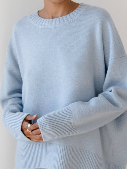 Soft Pink Oversized Crew Sweater