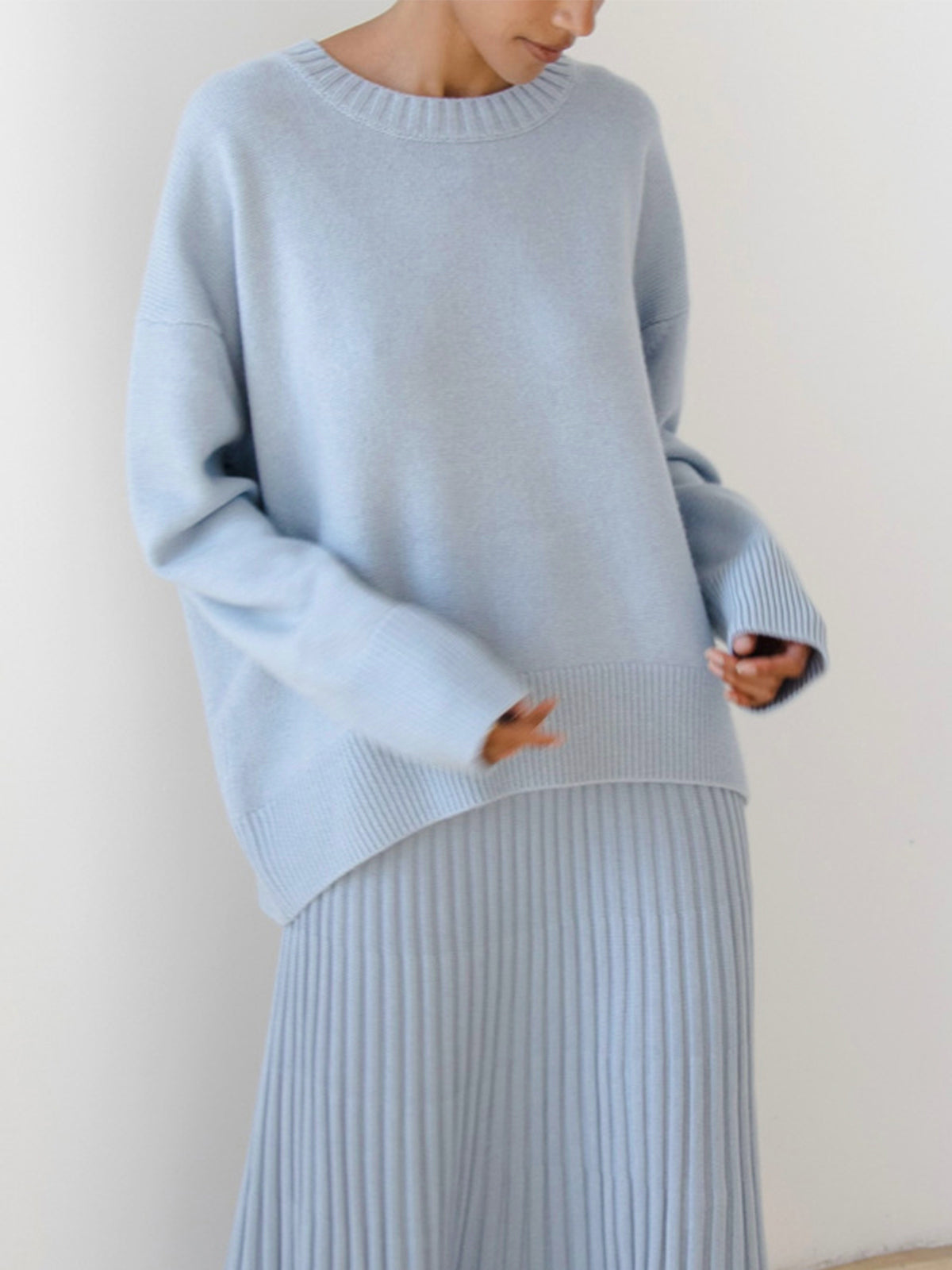 Soft Pink Oversized Crew Sweater