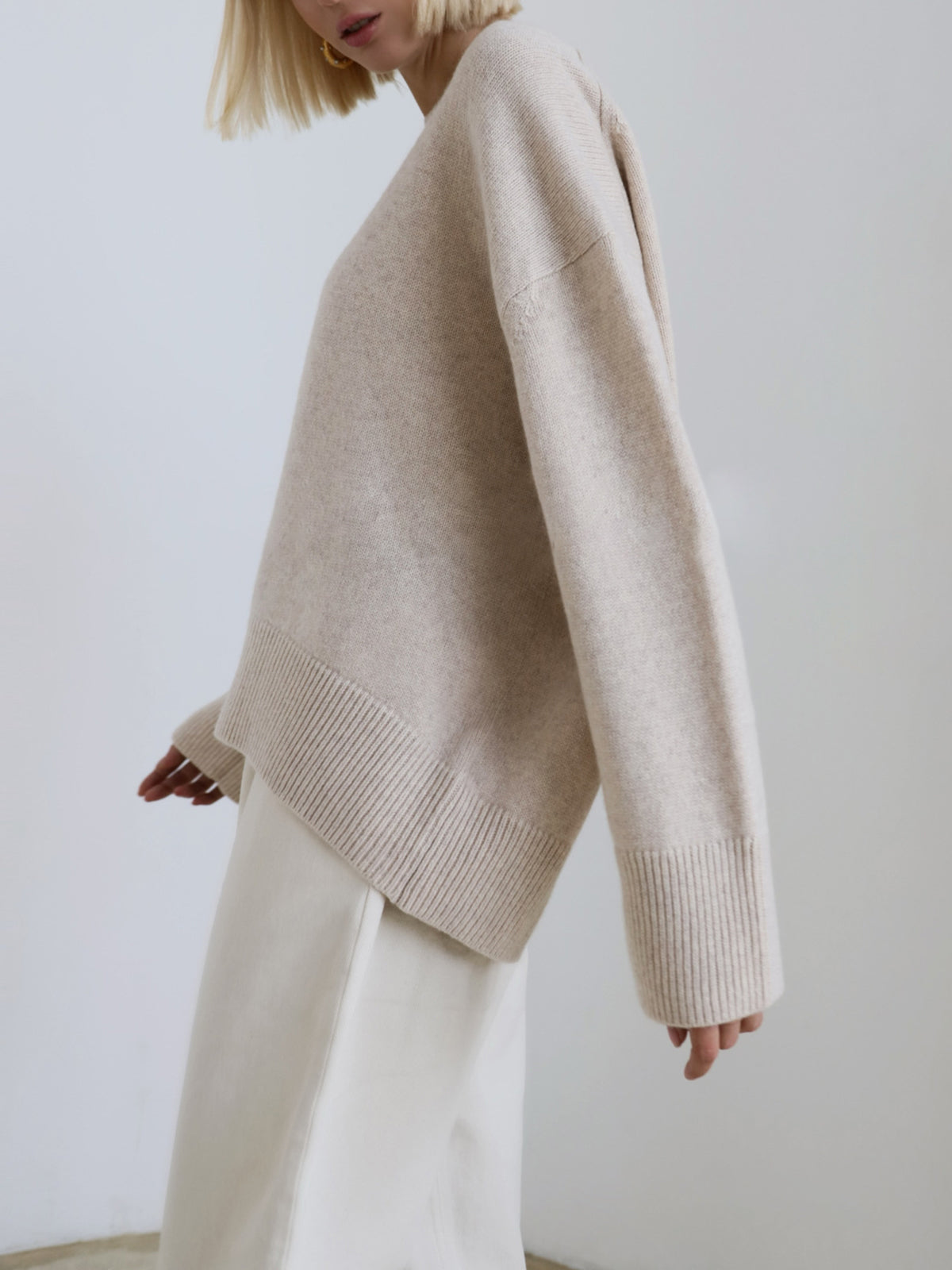 Soft Pink Oversized Crew Sweater