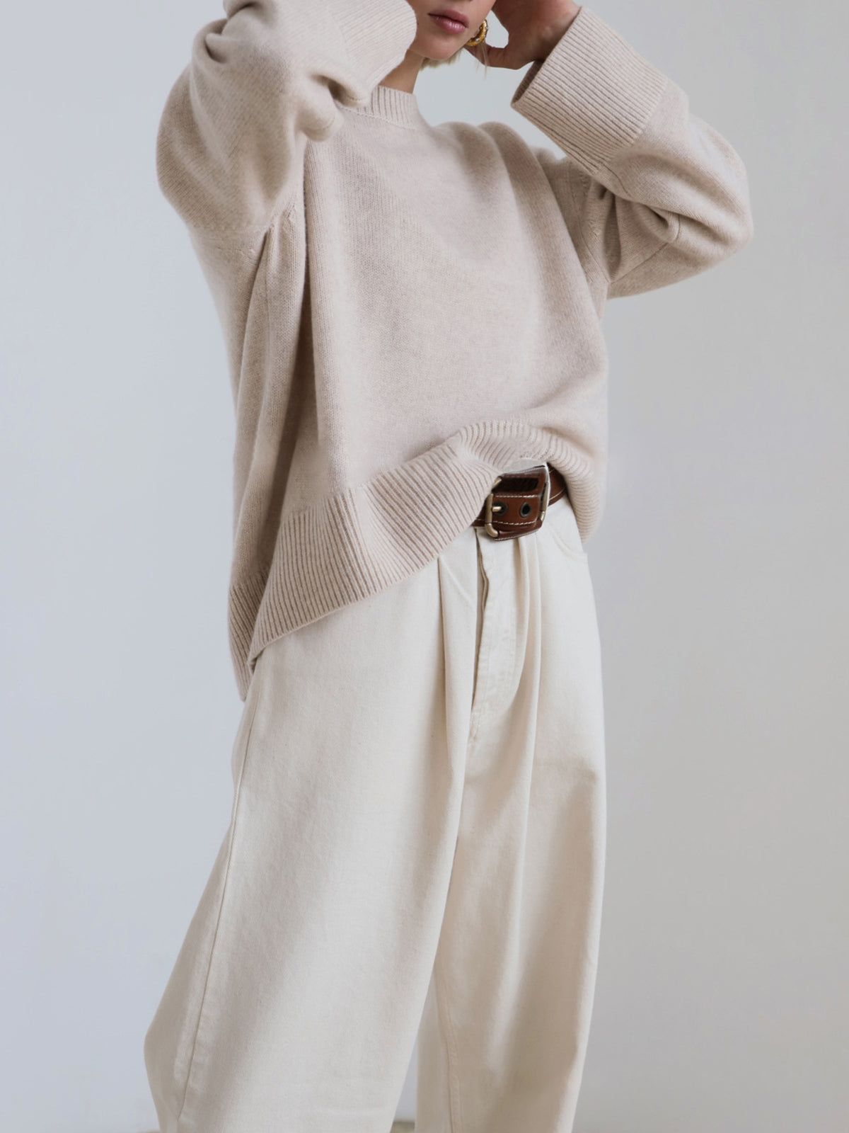 Soft Pink Oversized Crew Sweater