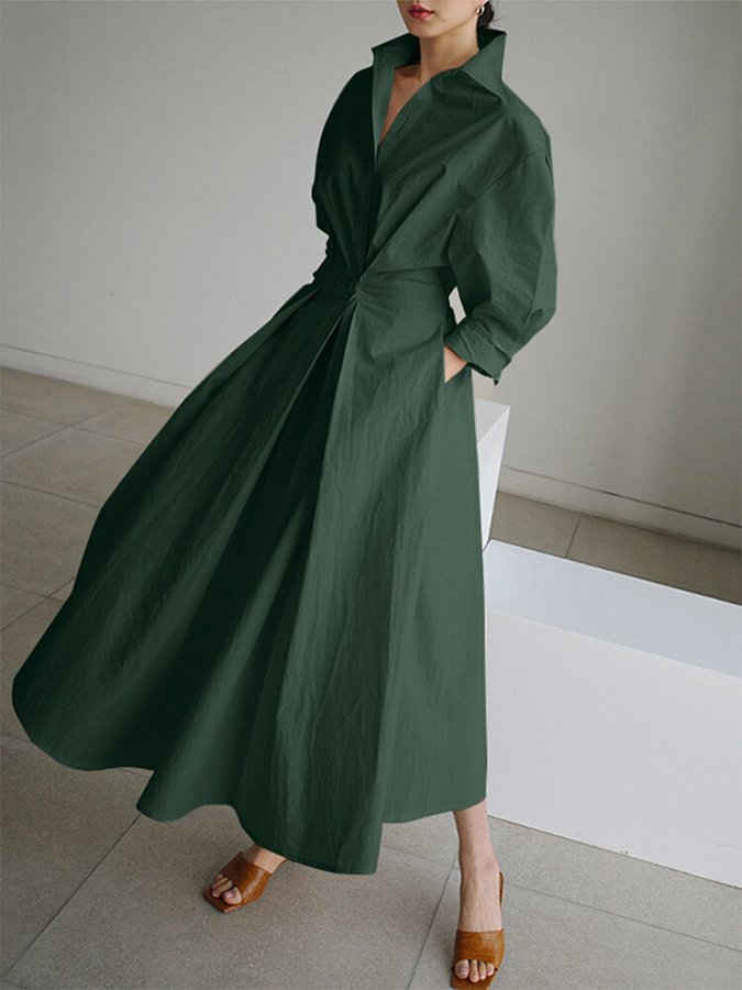 Elegant V-Neck Waist Dress for Women - Olytrend