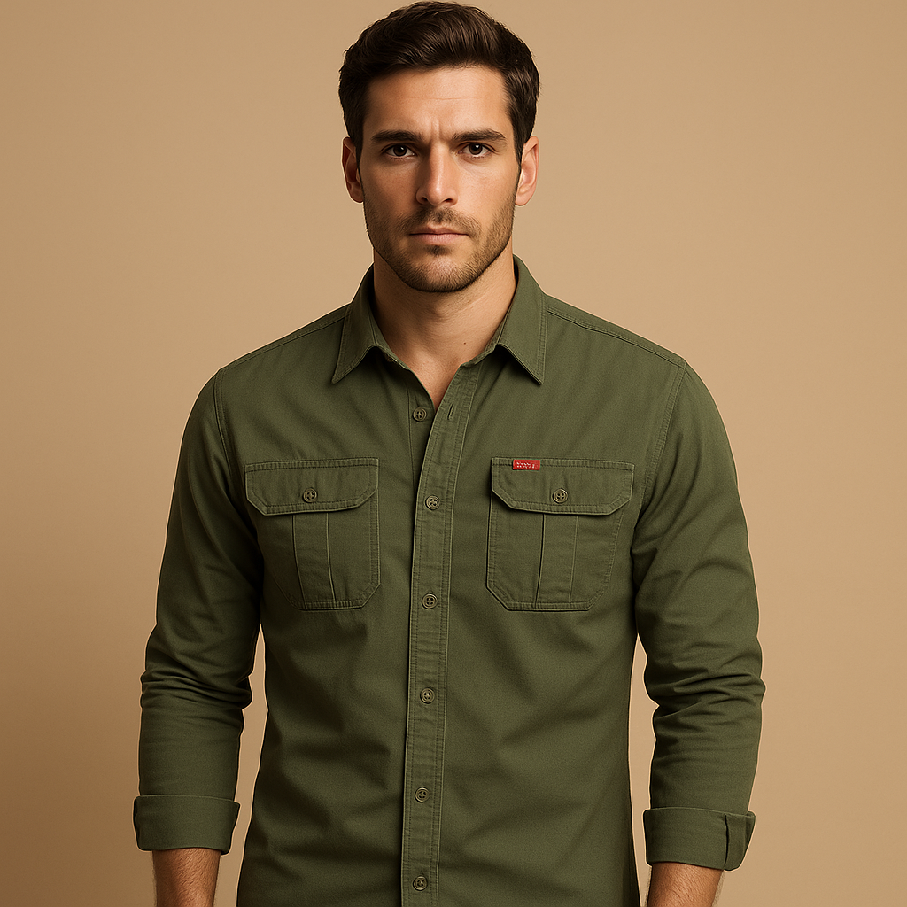 Relaxed Fit Utility Shirt with Pockets