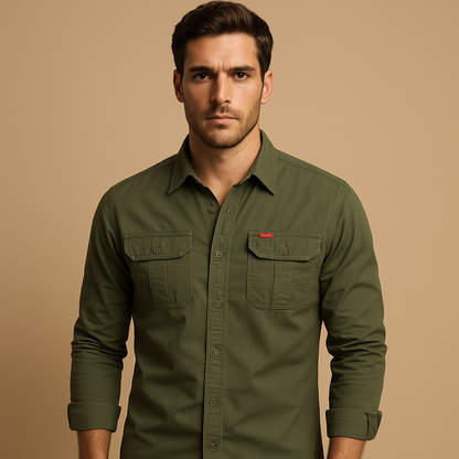 Relaxed Fit Utility Shirt with Pockets