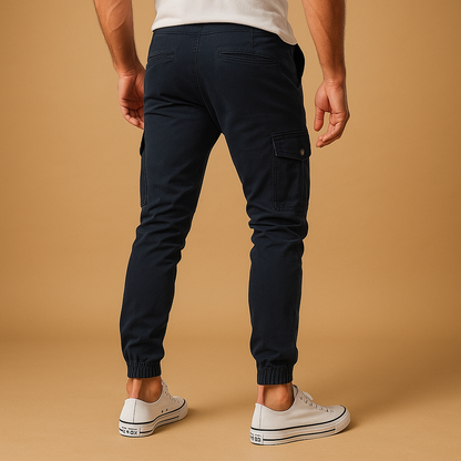 Men’s cargo pants with multiple pockets and straight-leg fit, ideal for outdoor activities, travel, or casual everyday wear.