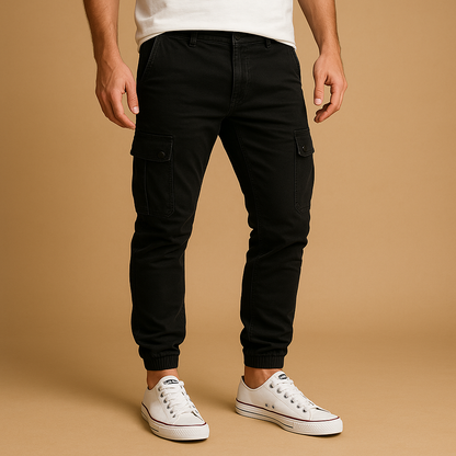 Men’s cargo pants with multiple pockets and straight-leg fit, ideal for outdoor activities, travel, or casual everyday wear.