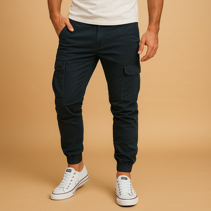Men’s cargo pants with multiple pockets and straight-leg fit, ideal for outdoor activities, travel, or casual everyday wear.