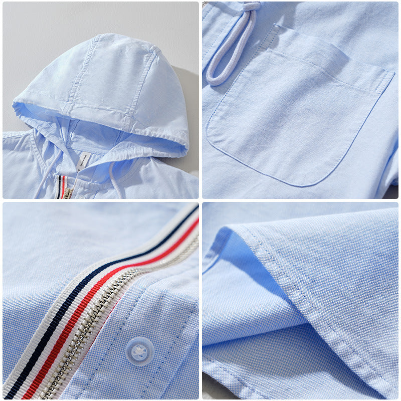 Image of Carlton | Men's Long Sleeve Button-Up Hooded Shirt