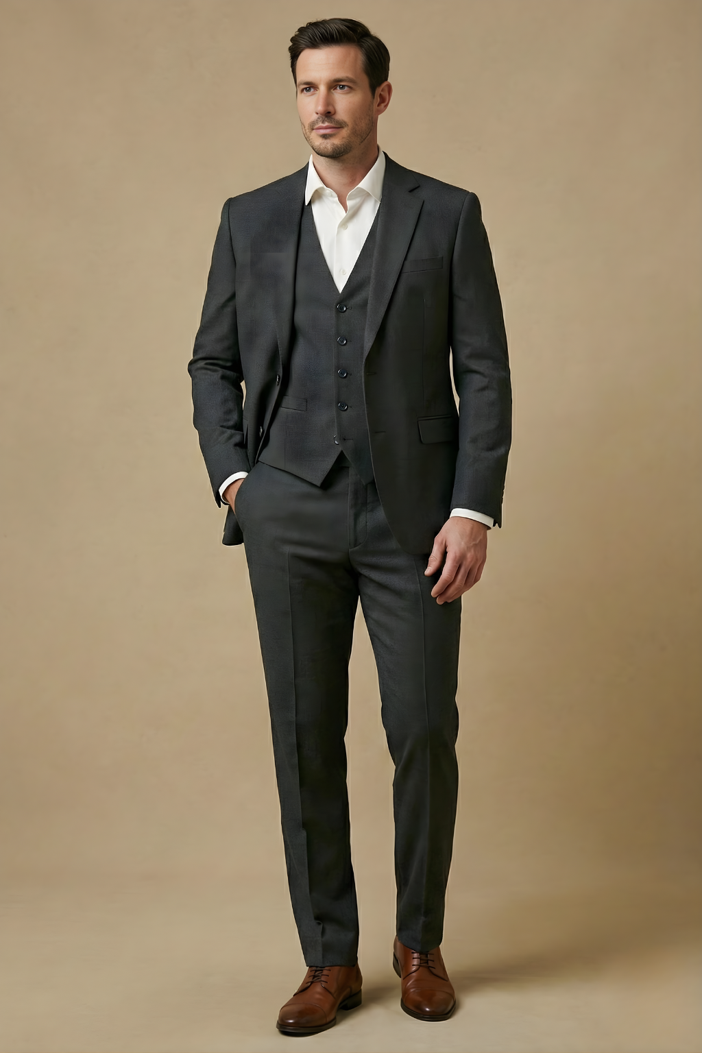 Image of Carlton | Men's Three-Piece Slim Fit Suit