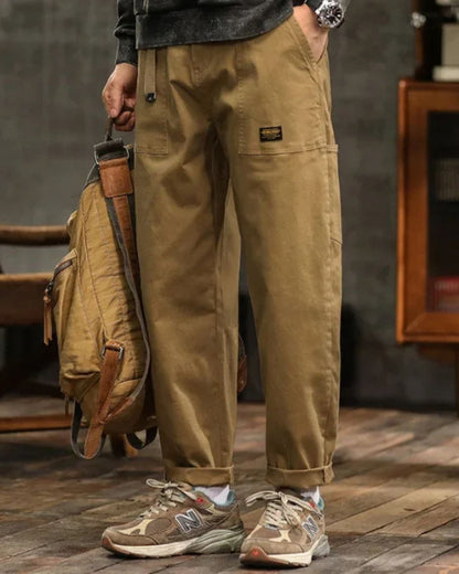 Relaxed Fit Cargo Pants with Pocket Details and Belt