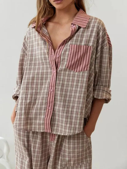 Image of Carolyn | Women's Long Sleeve Striped Two-Piece Set