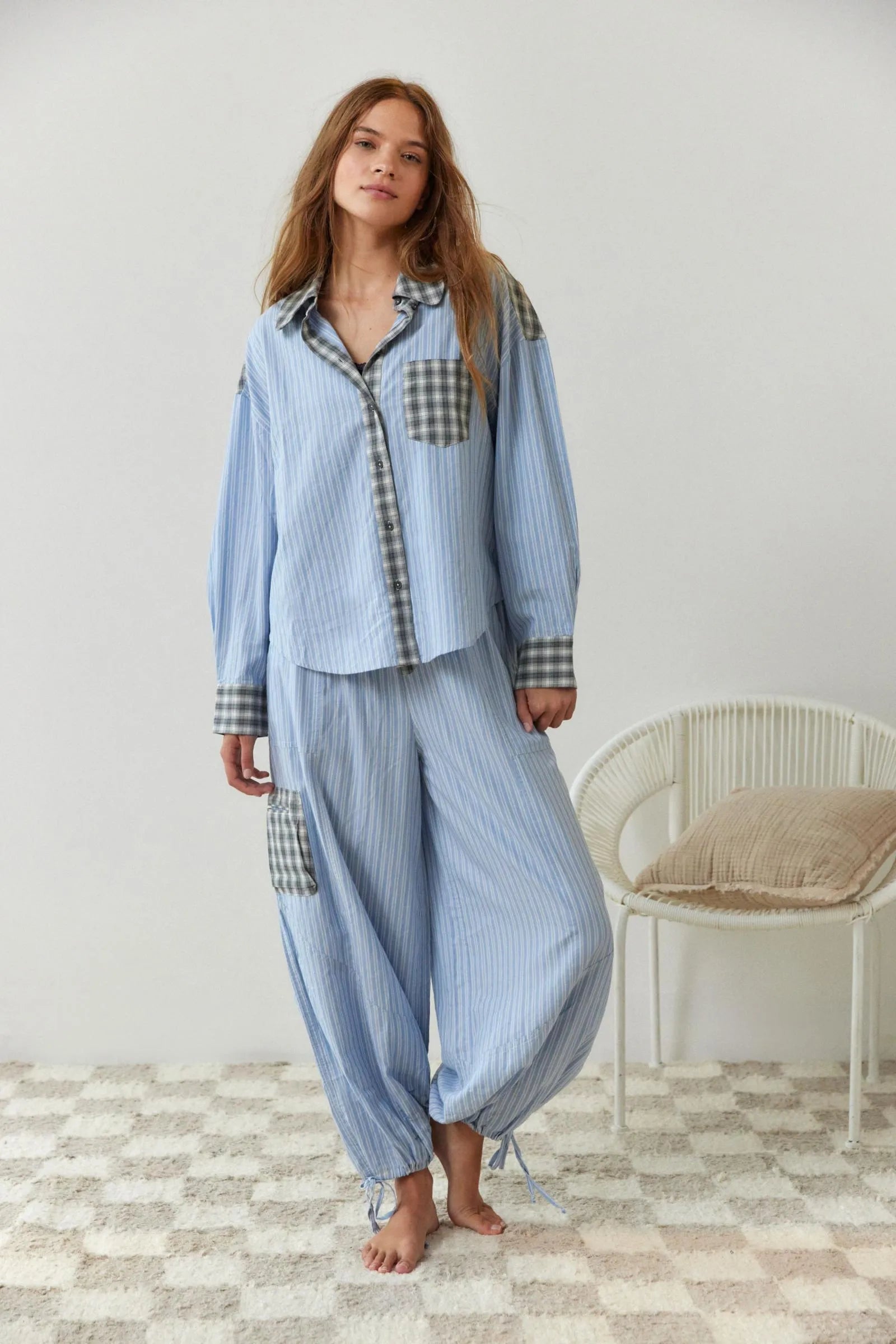 Image of Carolyn | Women's Long Sleeve Striped Two-Piece Set