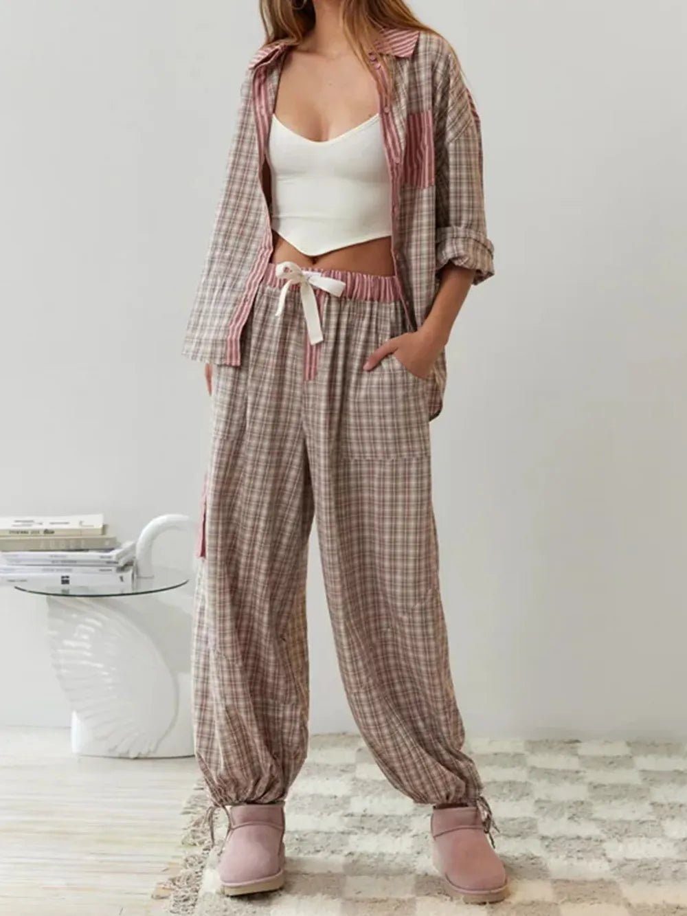 Image of Carolyn | Women's Long Sleeve Striped Two-Piece Set