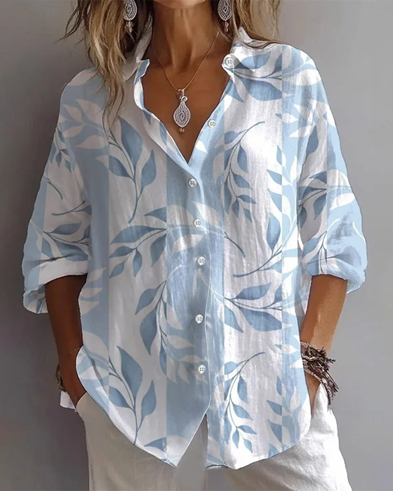 Pretty Floral Women's Button-Down Blouse - Olytrend